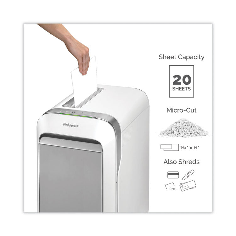 Powershred LX220 Micro-Cut Shredder, 20 Manual Sheet Capacity, White