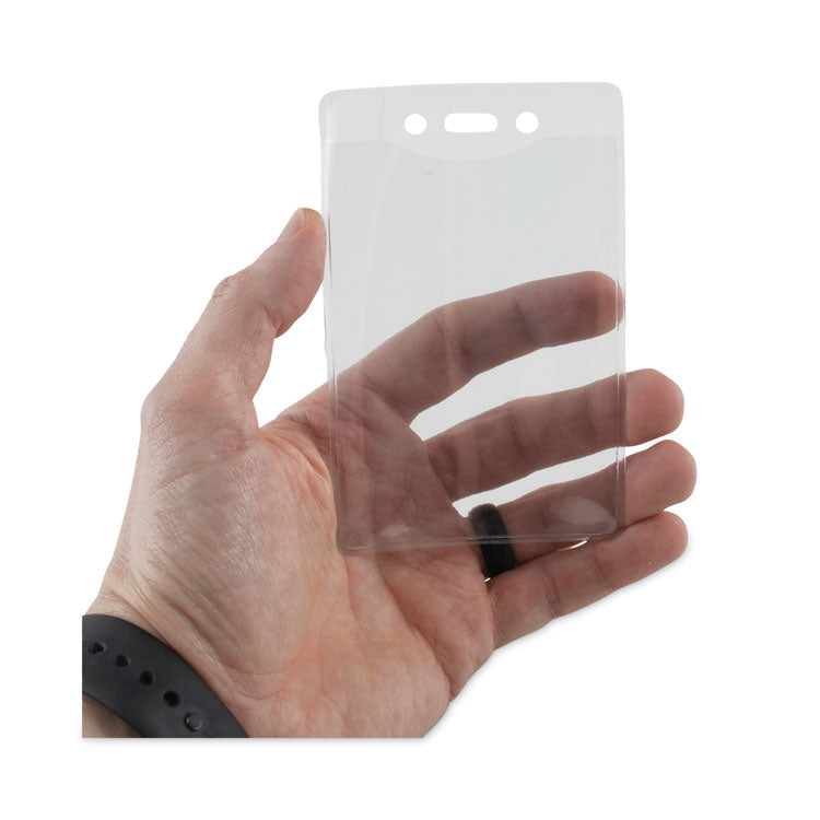 Security ID Badge Holders, Vertical, Pre-Punched for Chain/Clip, Clear, 2.63" x 4.38" Holder, 2.38" x 3.75" Insert, 50/Box