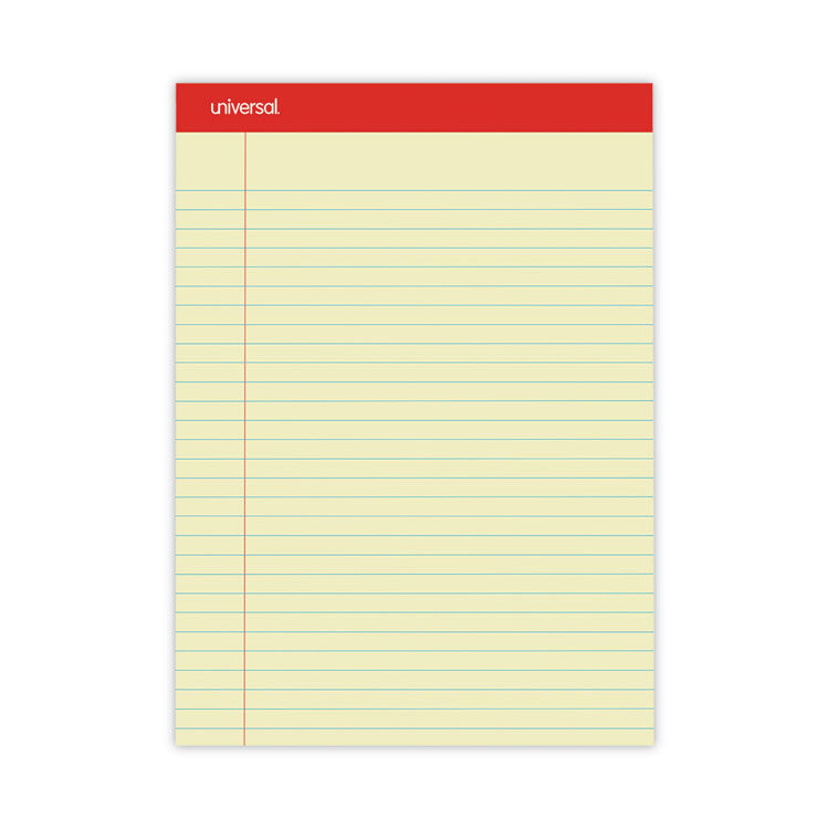 Perforated Ruled Writing Pads, Wide/legal Rule, Red Headband, 50 Canary-Yellow 8.5 X 11.75 Sheets, Dozen