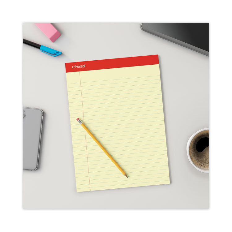 Perforated Ruled Writing Pads, Wide/legal Rule, Red Headband, 50 Canary-Yellow 8.5 X 11.75 Sheets, Dozen