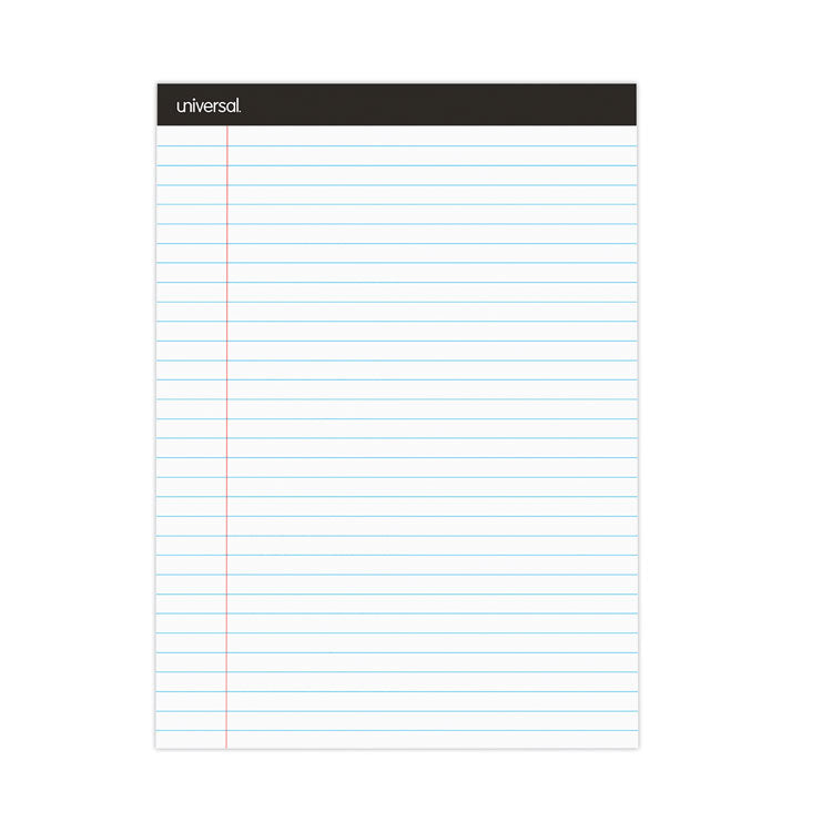 Premium Ruled Writing Pads With Heavy-Duty Back, Wide/legal Rule, Black Headband, 50 White 8.5 X 11 Sheets, 6/pack