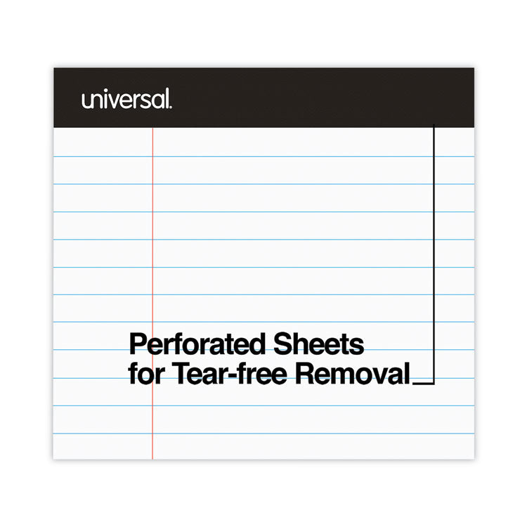 Premium Ruled Writing Pads With Heavy-Duty Back, Wide/legal Rule, Black Headband, 50 White 8.5 X 11 Sheets, 6/pack
