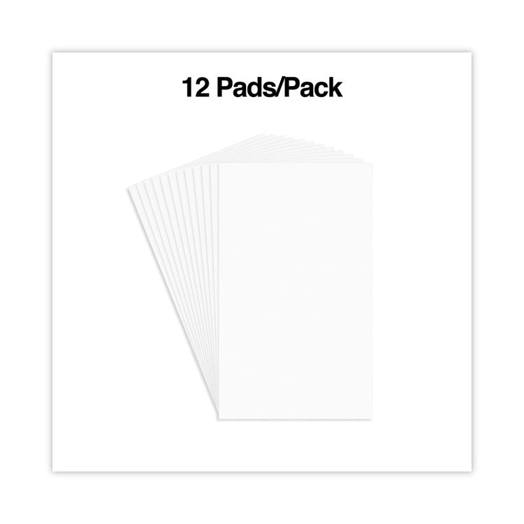 Scratch Pads, Unruled, 3 x 5, White, 100 Sheets, 12/Pack