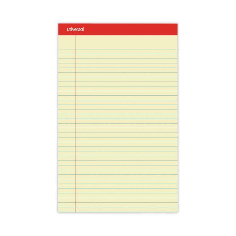 Perforated Ruled Writing Pads, Wide/legal Rule, Red Headband, 50 Canary-Yellow 8.5 X 14 Sheets, Dozen