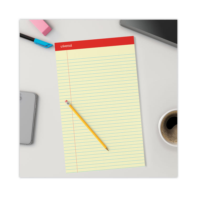 Perforated Ruled Writing Pads, Wide/legal Rule, Red Headband, 50 Canary-Yellow 8.5 X 14 Sheets, Dozen