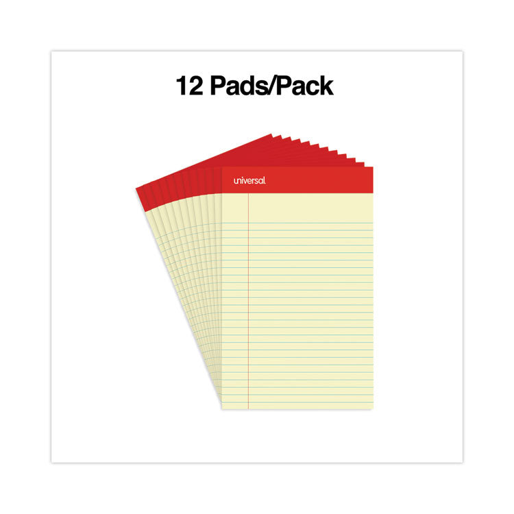 Perforated Ruled Writing Pads, Narrow Rule, Red Headband, 50 Canary-Yellow 5 X 8 Sheets, Dozen