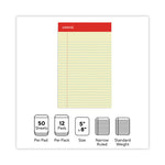 Perforated Ruled Writing Pads, Narrow Rule, Red Headband, 50 Canary-Yellow 5 X 8 Sheets, Dozen