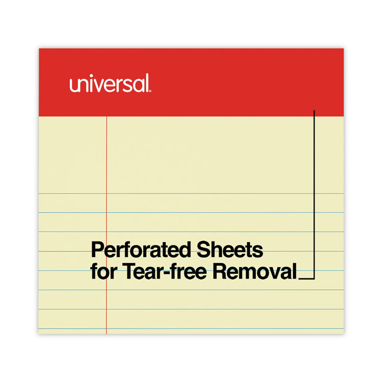 Perforated Ruled Writing Pads, Narrow Rule, Red Headband, 50 Canary-Yellow 5 X 8 Sheets, Dozen