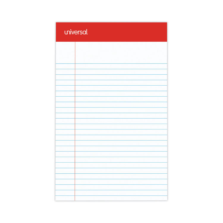 Perforated Ruled Writing Pads, Narrow Rule, Red Headband, 50 White 5 X 8 Sheets, Dozen