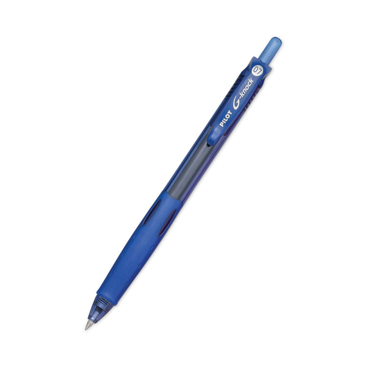 G-Knock BeGreen Gel Pen, Retractable, Fine 0.7 mm, Blue Ink, Translucent Blue/Blue Barrel, Dozen