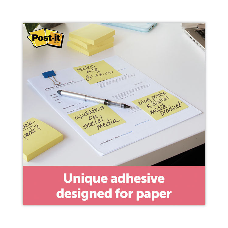 Original Recycled Note Pads, 3" x 3", Canary Yellow, 100 Sheets/Pad, 12 Pads/Pack