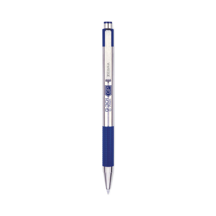 G-301 Gel Pen, Retractable, Medium 0.7 Mm, Blue Ink, Stainless Steel/blue Barrel, 2/pack