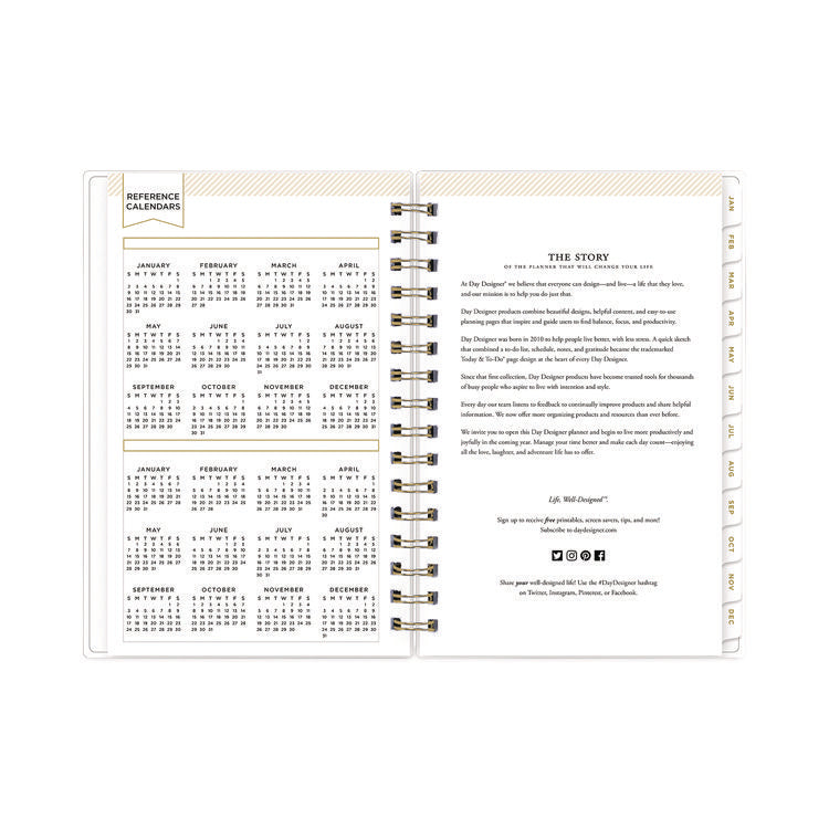 Day Designer Navy Stripe Daily/Monthly Planner, Horizontal Stripe Artwork, 8 x 5, Navy/White Cover, 12-Month (Jan-Dec): 2025