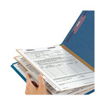 Six-Section Pressboard Top Tab Classification Folders, Six SafeSHIELD Fasteners, 2 Dividers, Legal Size, Dark Blue, 10/Box