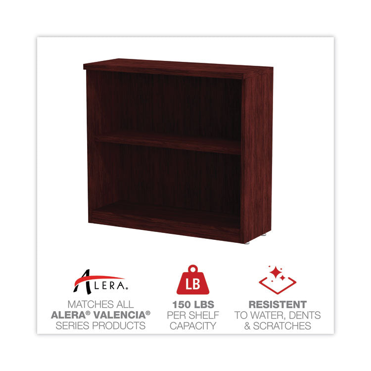 Alera Valencia Series Bookcase, Two-Shelf, 31.75w x 14d x 29.5h, Mahogany