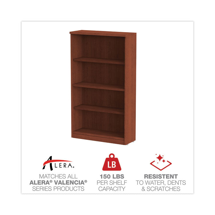 Alera Valencia Series Bookcase, Three-Shelf, 31.75w x 14d x 39.38h, Mahogany