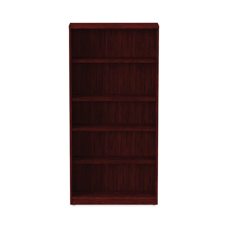 Alera Valencia Series Bookcase, Five-Shelf, 31.75w x 14d x 64.75h, Mahogany