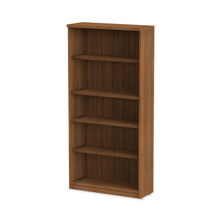 Alera Valencia Series Bookcase, Five-Shelf, 31.75w x 14d x 64.75h, Modern Walnut