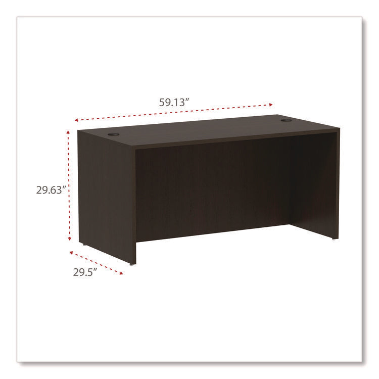 Alera Valencia Series Straight Front Desk Shell, 59.13" X 29.5" X 29.63", Espresso