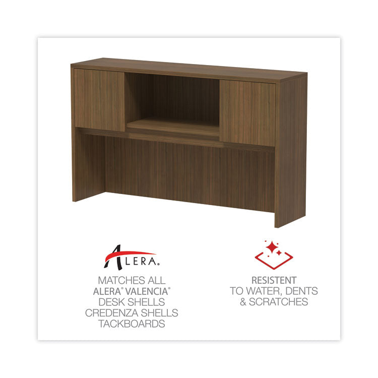 Alera Valencia Series Hutch with Doors, 4 Compartments, 58.88w x 15d x 35.38h, Modern Walnut