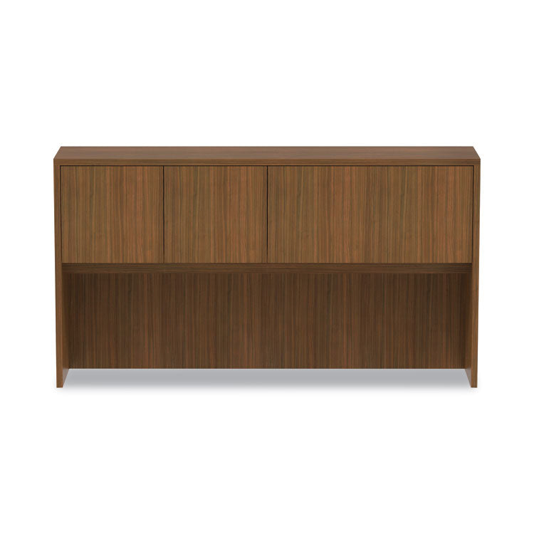 Alera Valencia Series Hutch with Doors, 4 Compartments, 64.75w x 15d x 35.38h, Modern Walnut