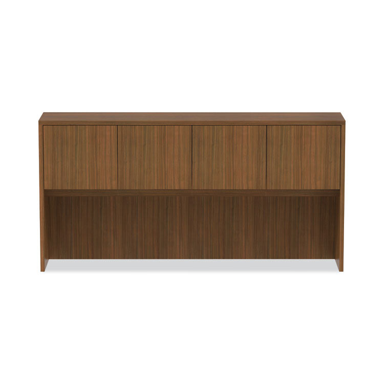 Alera Valencia Series Hutch with Doors, 4 Compartments, 70.63w x 15d x 35.38h, Modern Walnut