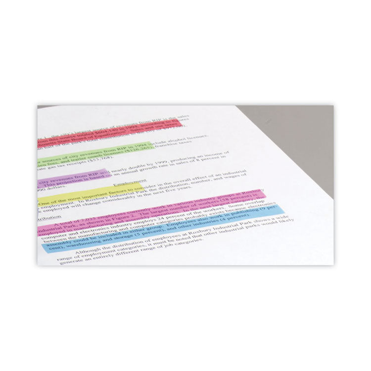 Removable Highlighter Tape, 0.5" x 720", Assorted, 6/Pack
