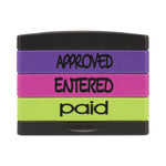 Interlocking Stack Stamp, Approved, Entered, Paid, 1.81" X 0.63", Assorted Fluorescent Ink