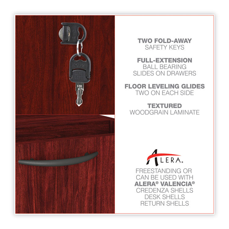 Alera Valencia Series Full Pedestal File, Left/right, 3-Drawers: Box/box/file, Legal/letter, Mahogany, 15.63" X 20.5" X 28.5"