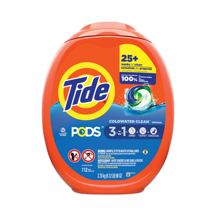 Pods, HE Compatible, Tide Original, 112 Pods/Tub, 4 Tubs/Carton