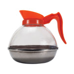 Unbreakable Decaffeinated Coffee Decanter, 60 oz, Orange Handle
