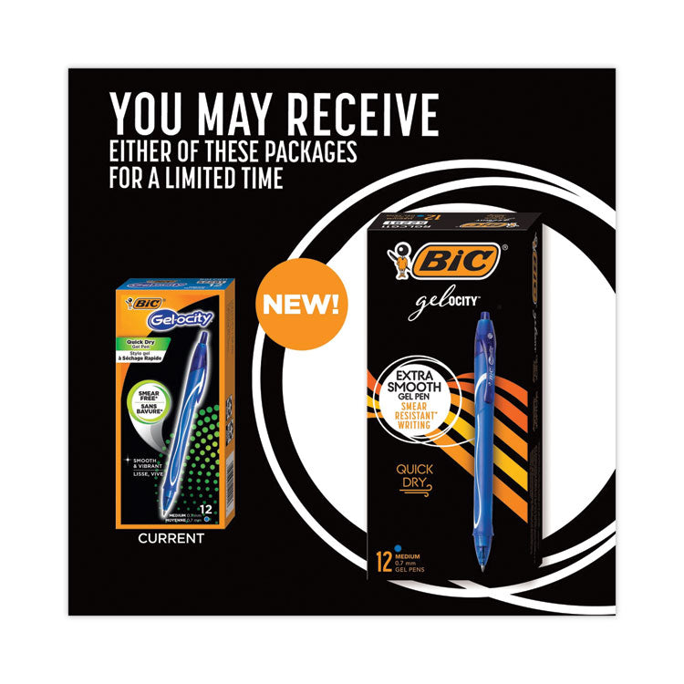 Gel-Ocity Quick Dry Gel Pen, Retractable, Medium 0.7 Mm, Blue Ink, Blue Barrel, Dozen