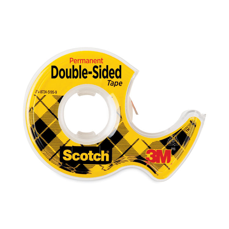 Double-Sided Permanent Tape In Handheld Dispenser, 1" Core, 0.5" X 37.5 Ft, Clear