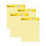 Vertical-Orientation Self-Stick Easel Pad Value Pack, Presentation Format (1.5" Rule), 25 x 30, Yellow, 30 Sheets, 4/Carton