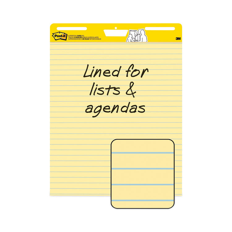 Vertical-Orientation Self-Stick Easel Pad Value Pack, Presentation Format (1.5" Rule), 25 x 30, Yellow, 30 Sheets, 4/Carton