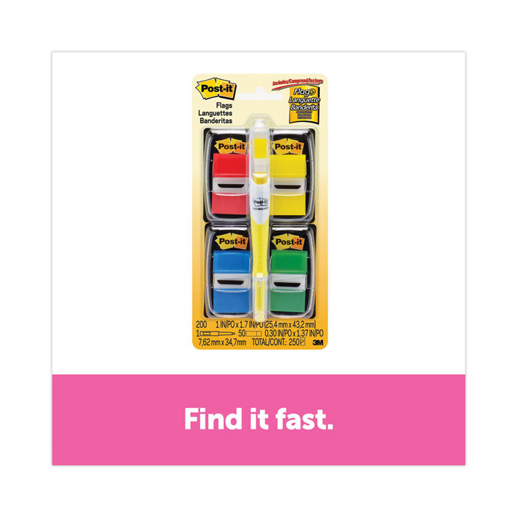 Page Flag Value Pack, Assorted, 200 1" Flags + Highlighter with 50 0.5" Flags