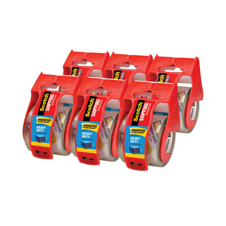 3850 Heavy-Duty Packaging Tape With Dispenser, 1.5" Core, 1.88" X 66.66 Ft, Clear, 6/pack