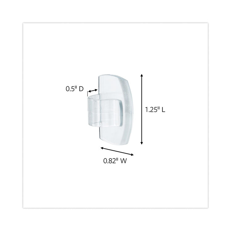 All Weather Hooks and Strips, Small, Plastic, Clear, 16 Clips and 20 Strips/Pack