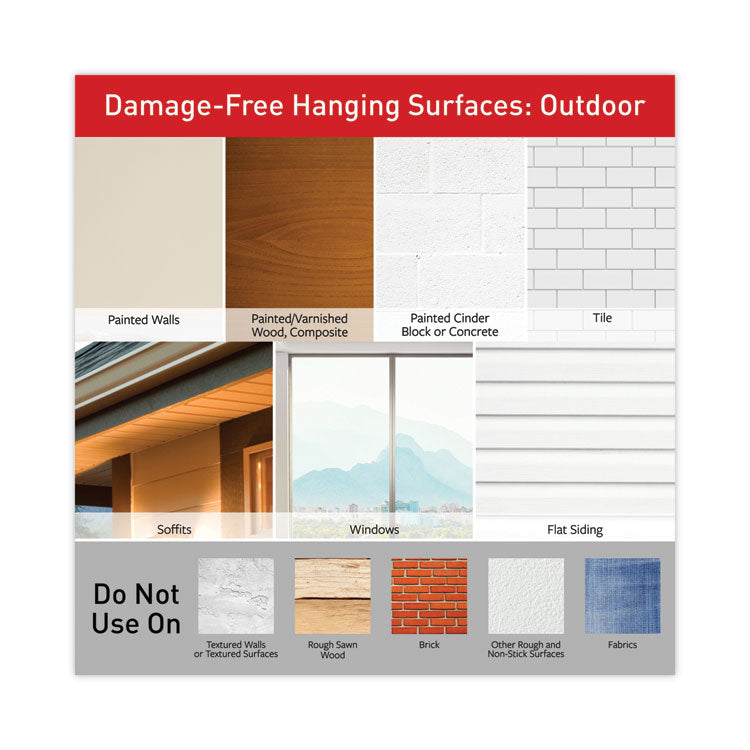 All Weather Hooks and Strips, Small, Plastic, Clear, 16 Clips and 20 Strips/Pack