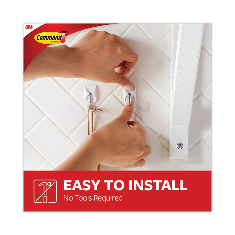 General Purpose Hooks, Small, Metal, White/Silver, 0.5 lb Capacity, 28 Hooks and 32 Strips/Pack