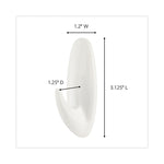 General Purpose Designer Hooks, Medium, Plastic, White, 3 lb Capacity, 50 Hooks and 50 Strips/Carton