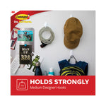 General Purpose Designer Hooks, Medium, Plastic, White, 3 lb Capacity, 50 Hooks and 50 Strips/Carton