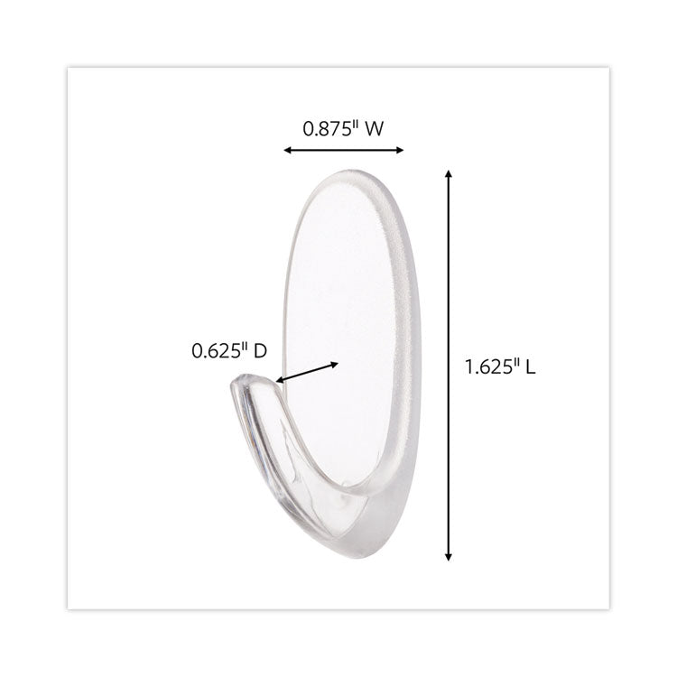 Clear Hooks and Strips, Medium, Plastic, 2 lb Capacity, 50 Hooks with 50 Adhesive Strips/Carton