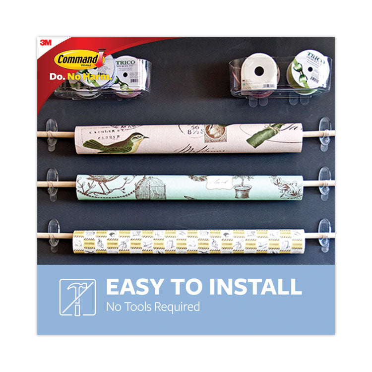 Clear Hooks and Strips, Medium, Plastic, 2 lb Capacity, 50 Hooks with 50 Adhesive Strips/Carton