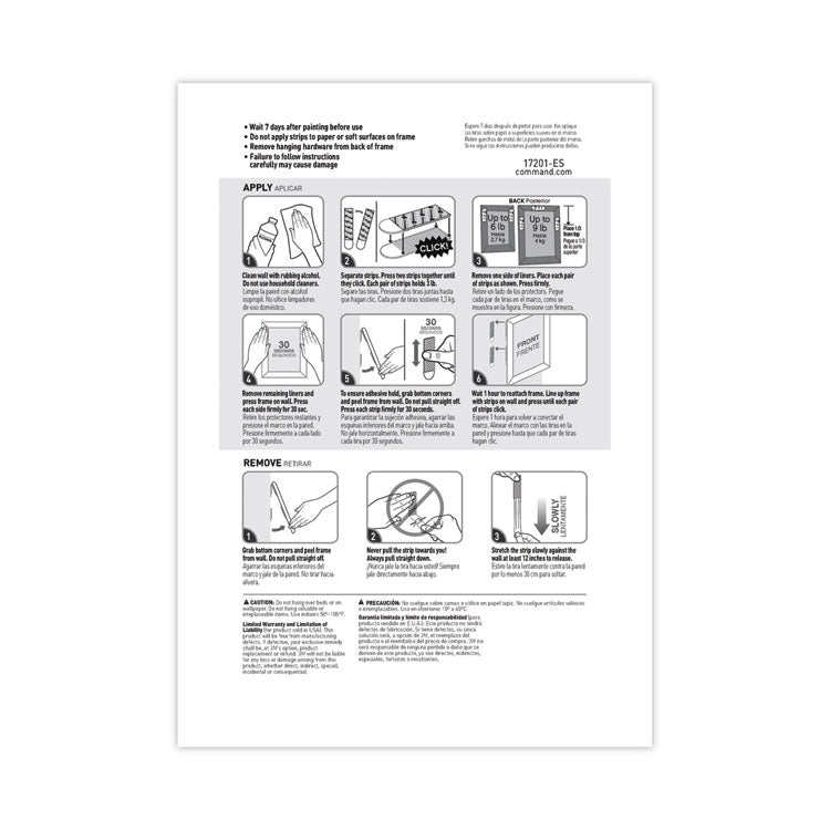 Picture Hanging Strips, Cabinet Pack, Removable, Holds Up To 6 Lbs Per Pair, 0.75 X 2.75, White, 4/set, 50 Sets/carton