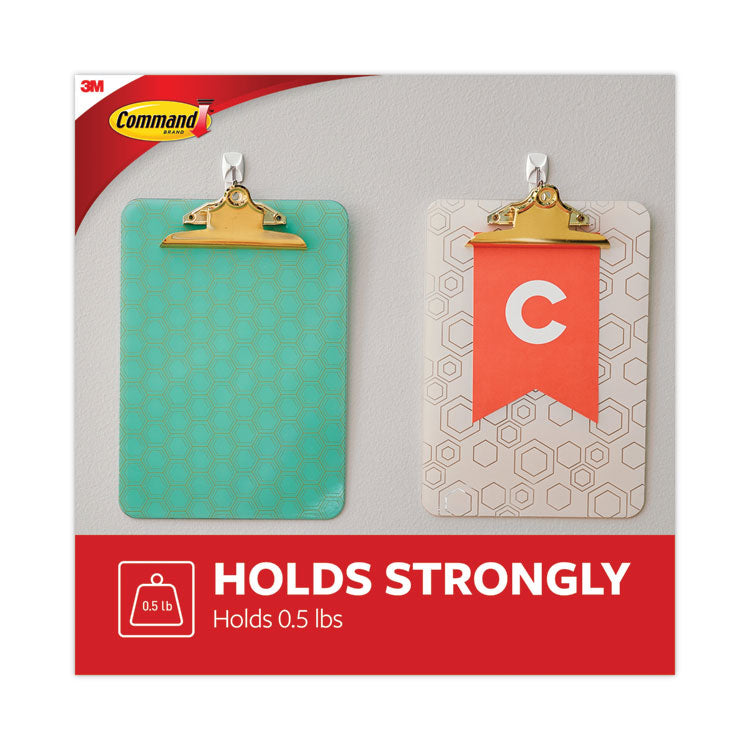 General Purpose Wire Hooks Multi-Pack, Small, Metal, White, 0.5 lb Capacity, 9 Hooks and 12 Strips/Pack