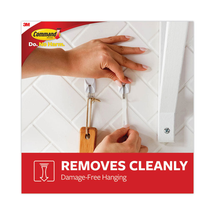 General Purpose Wire Hooks Multi-Pack, Small, Metal, White, 0.5 lb Capacity, 9 Hooks and 12 Strips/Pack