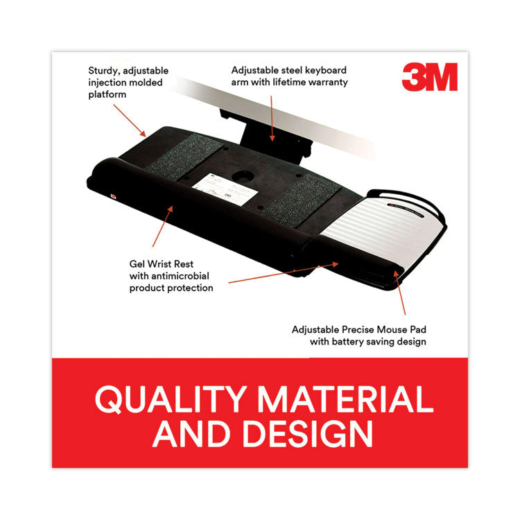 Knob Adjust Keyboard Tray With Highly Adjustable Platform, Black