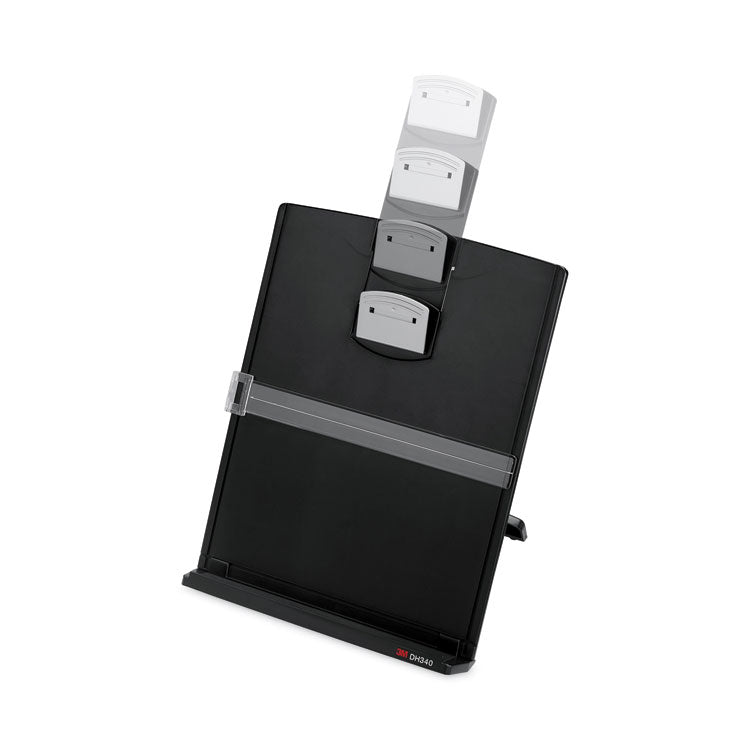 Fold-Flat Freestanding Desktop Copyholder, 150 Sheet Capacity, Plastic, Black/silver Clip