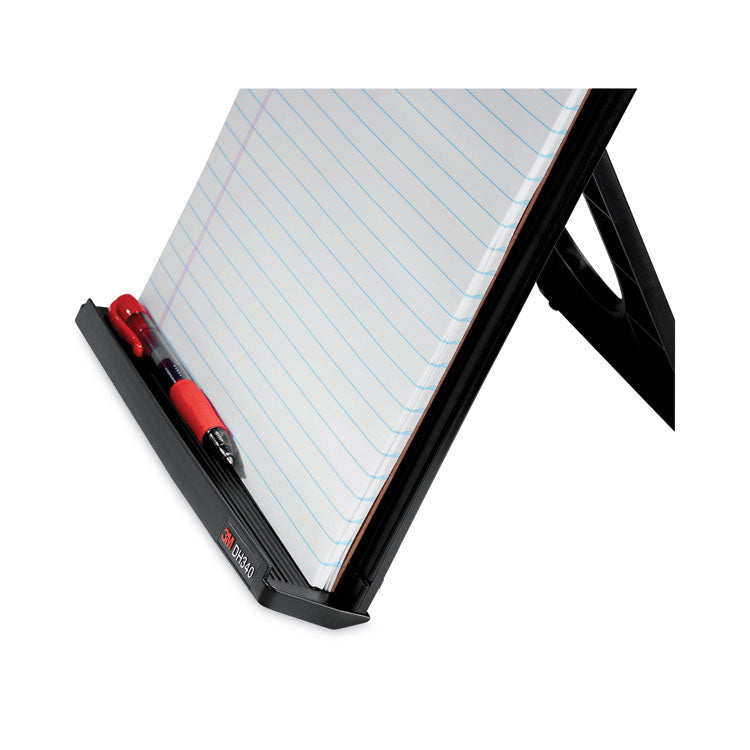 Fold-Flat Freestanding Desktop Copyholder, 150 Sheet Capacity, Plastic, Black/silver Clip